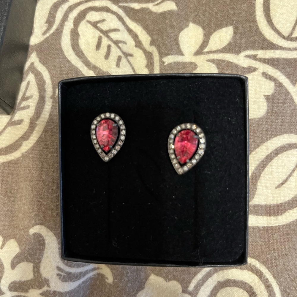 Elegant Ruby  Teardrop Earrings with diamonds